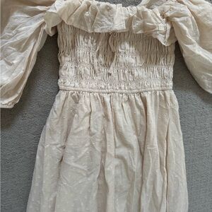 Cream off the shoulder midi dress